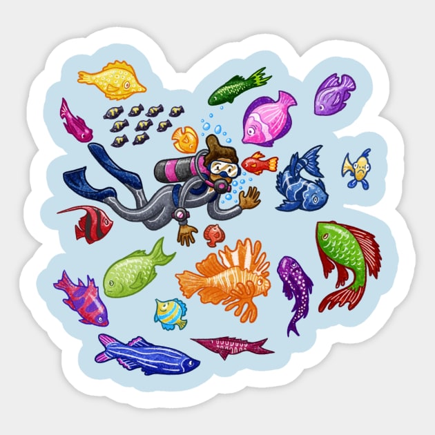 Scuba Diving with Fish Sticker by royal_ten